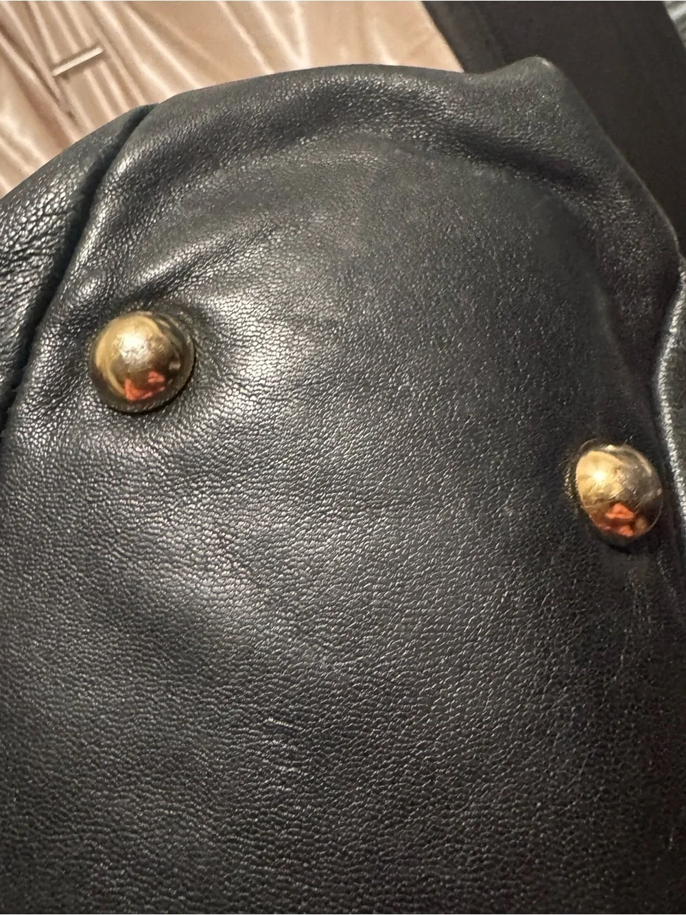 Adolfo Dominguez Black Leather Hobo with Brown Strap and Gold Hardware